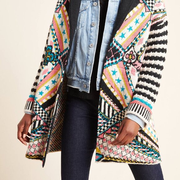 ANTHROPOLOGIE JOSEFANA JACQUARD SWEATER COAT by ALDOMARTINS - Picture 2 of 8